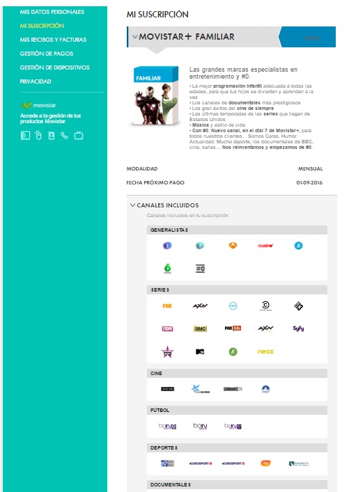 Mi subscripción M+ con fútbol en Familiar