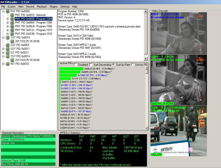 Prueba TSReader emision CYLTVHD